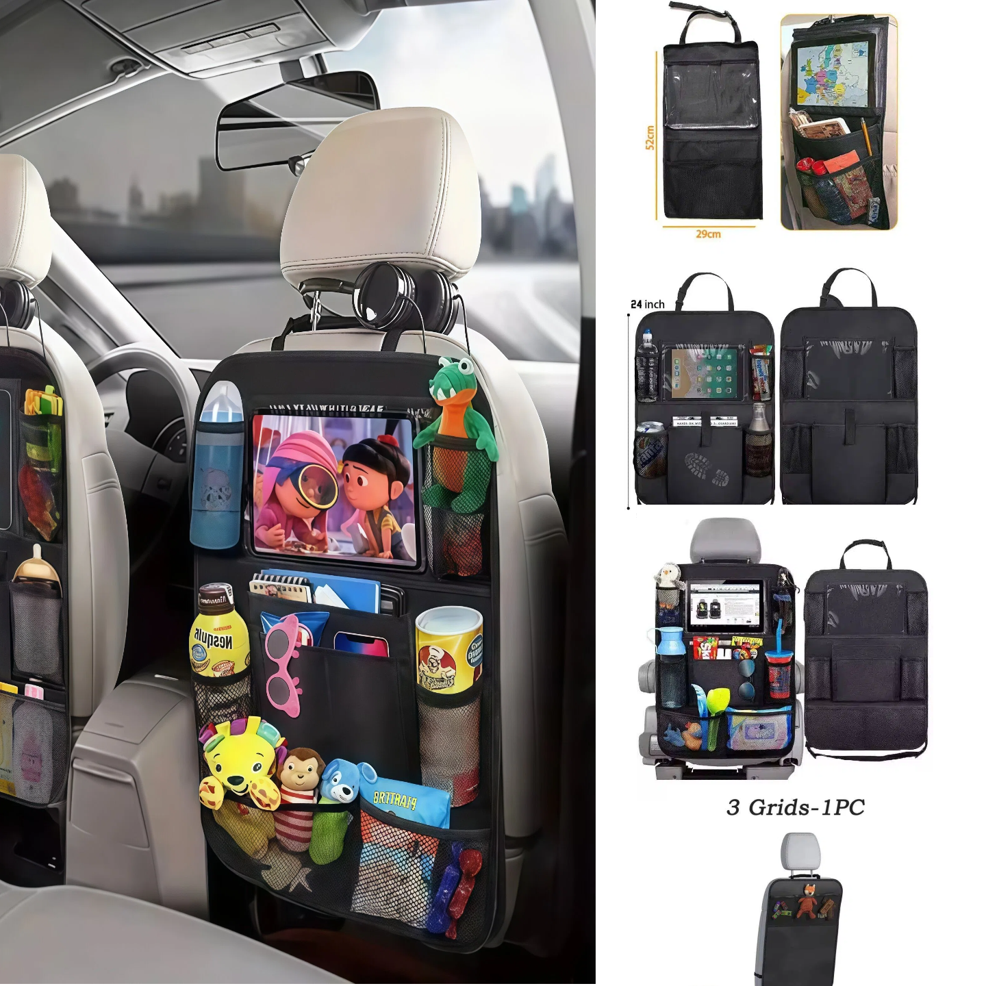 Tablet And Accessories Bag - Car Seat Organizer Multifunctional Oxford Fabric